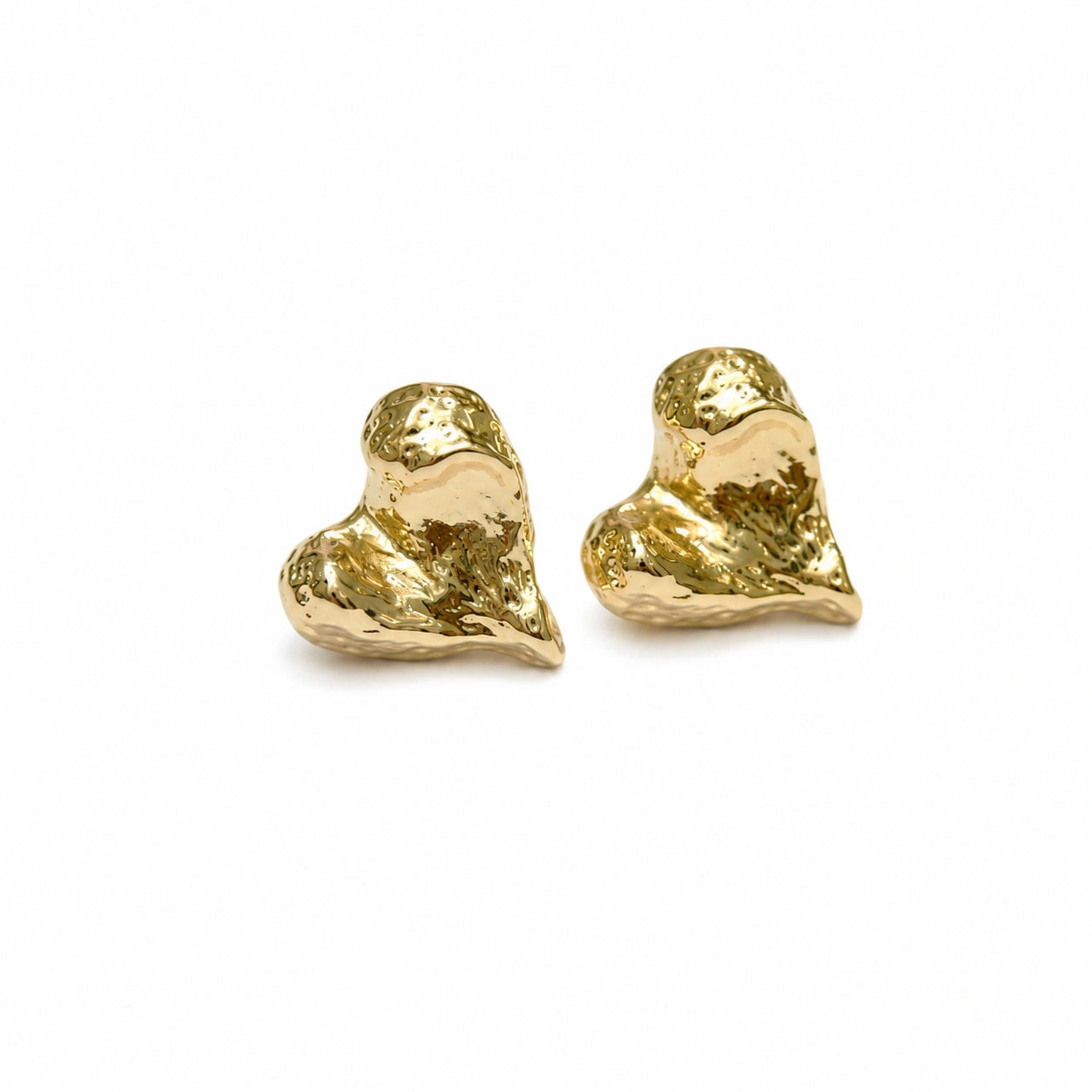 Sculpted Heart Stud Earrings