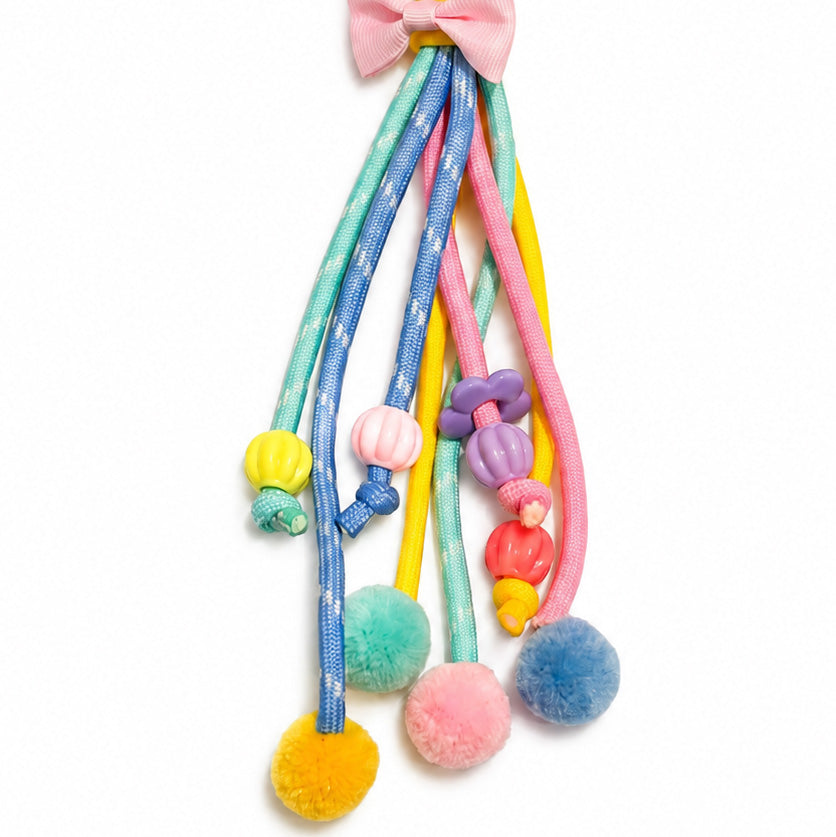 Pastel Bow Pom-Pom Bag Charm