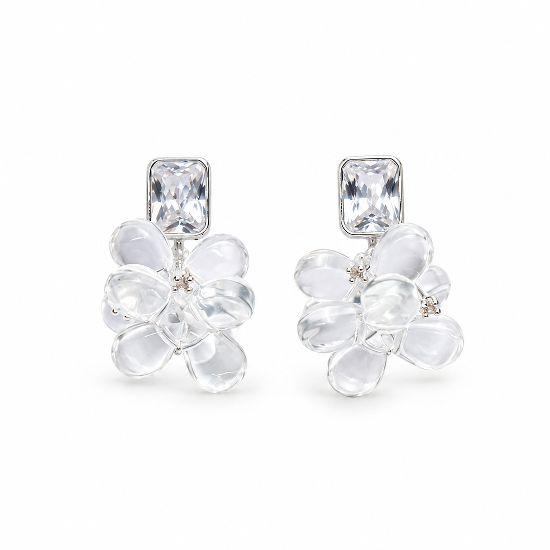 Crystal Flower Drop Earrings