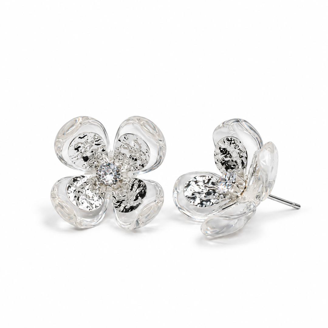 Crystal Flower Stud Earrings