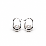 Floating Pearl Hoop Earrings