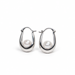 Floating Pearl Hoop Earrings