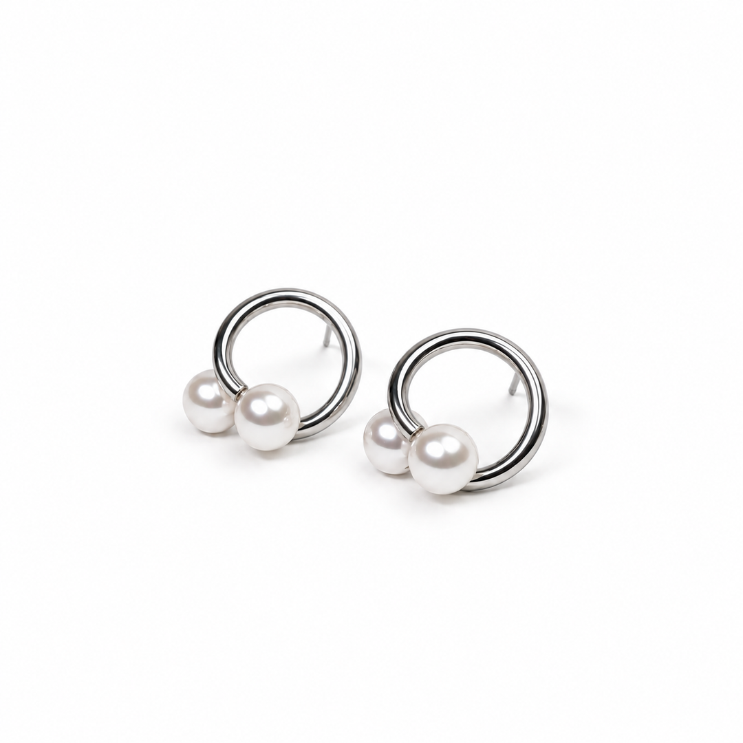 Double Pearl Orbit Earrings