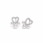 Crystal Heart Pearl Earrings
