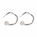 Pearl Tip Open Hoop Earrings