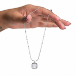 Square Crystal Pendant Necklace