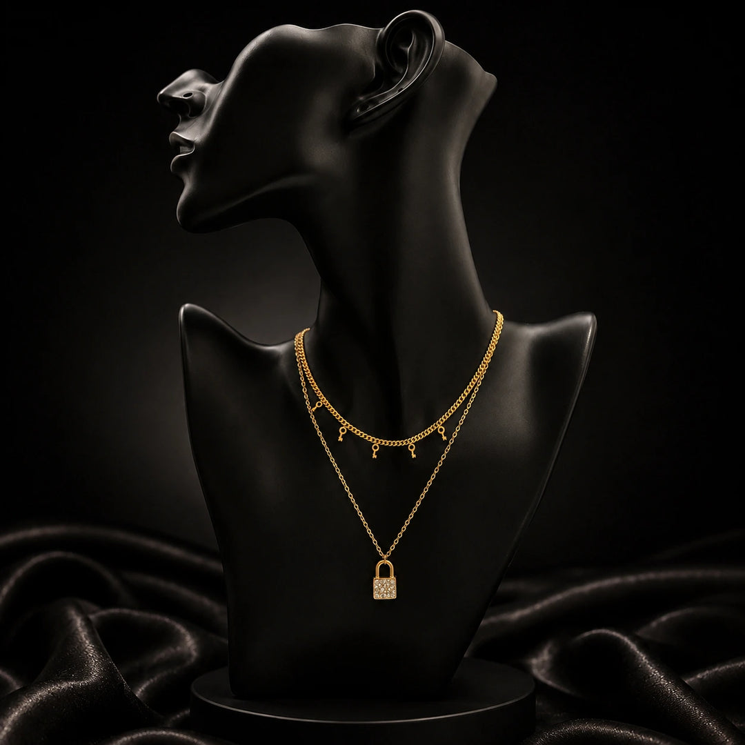 Lock Charm Layered Necklace