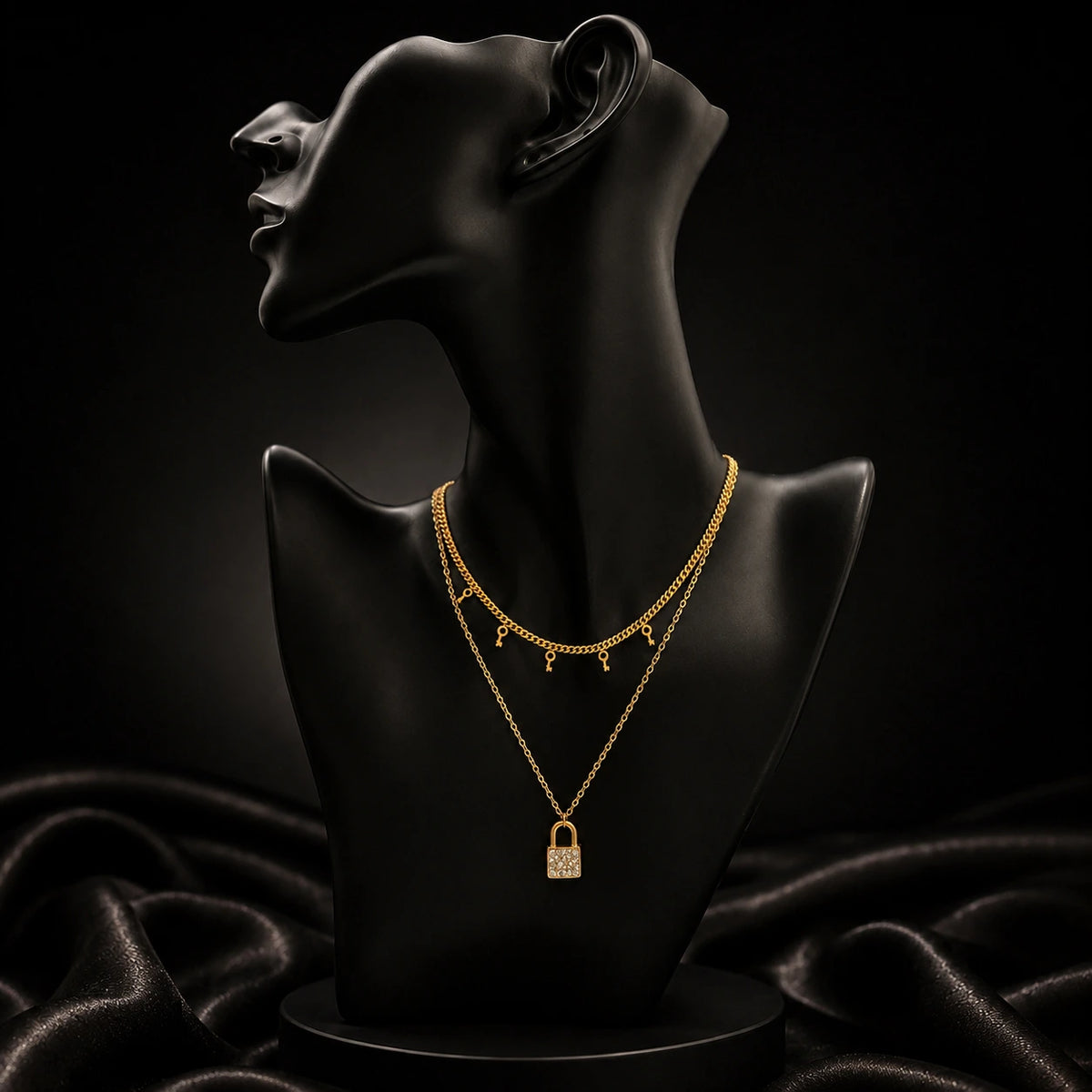 Lock Charm Layered Necklace