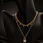 Lock Charm Layered Necklace