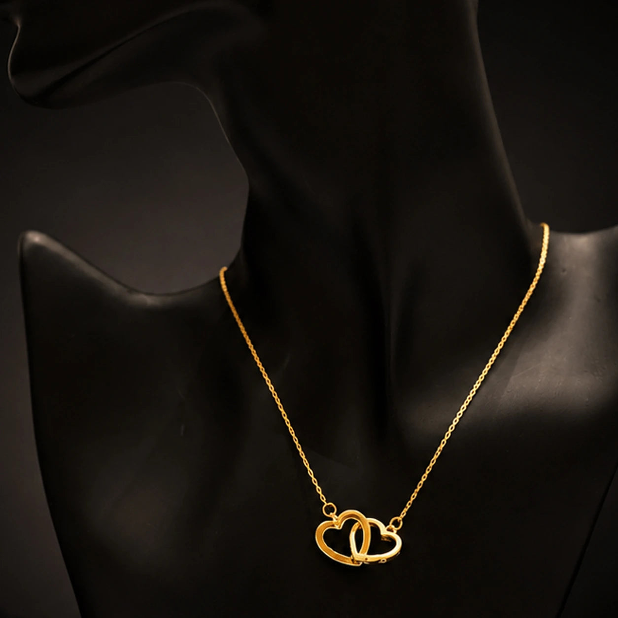 Crystal Heart Duo Pendant Necklace