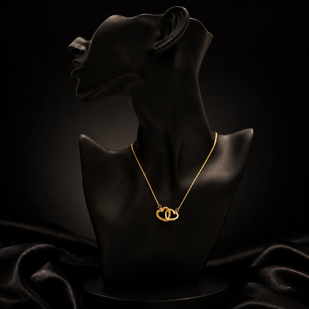 Crystal Heart Duo Pendant Necklace