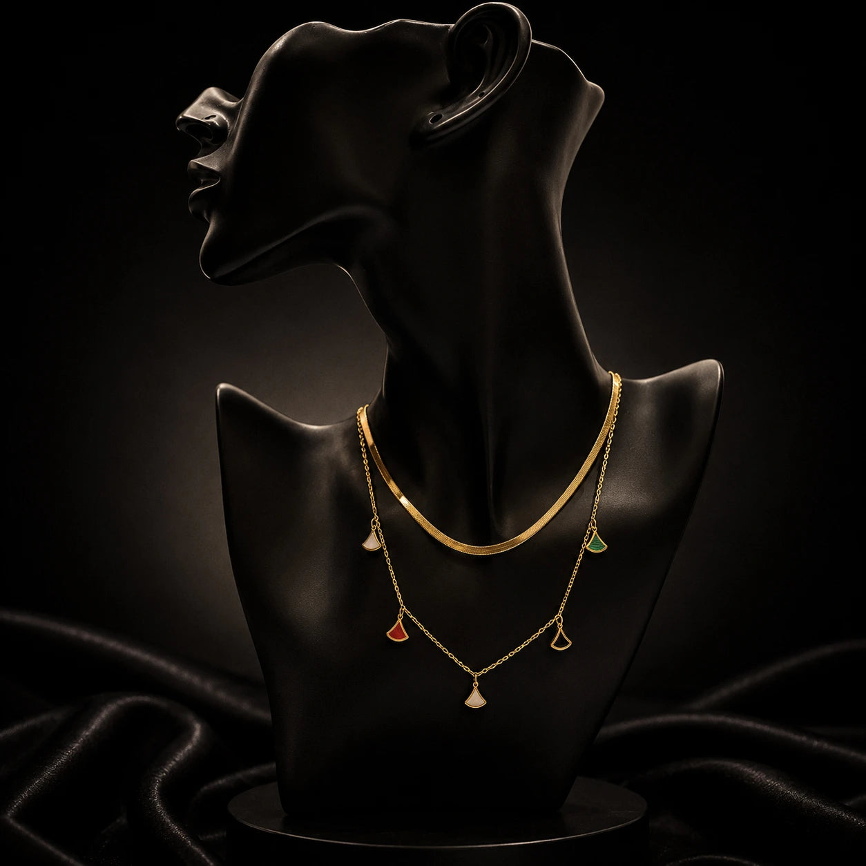 Enamel Charm Layered Necklace