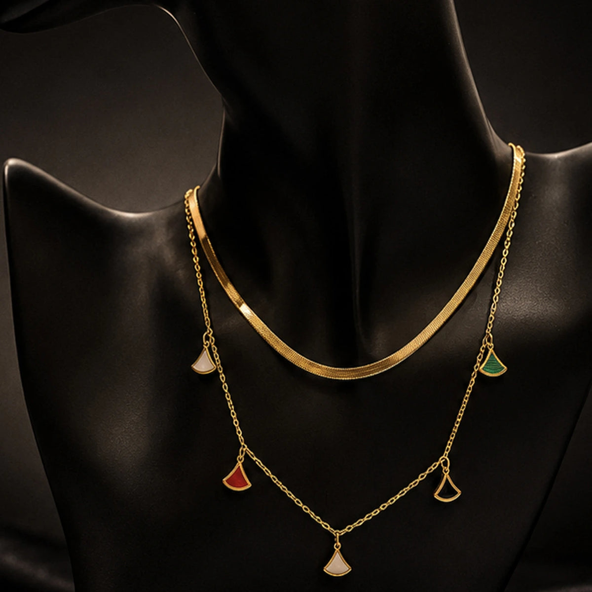Enamel Charm Layered Necklace