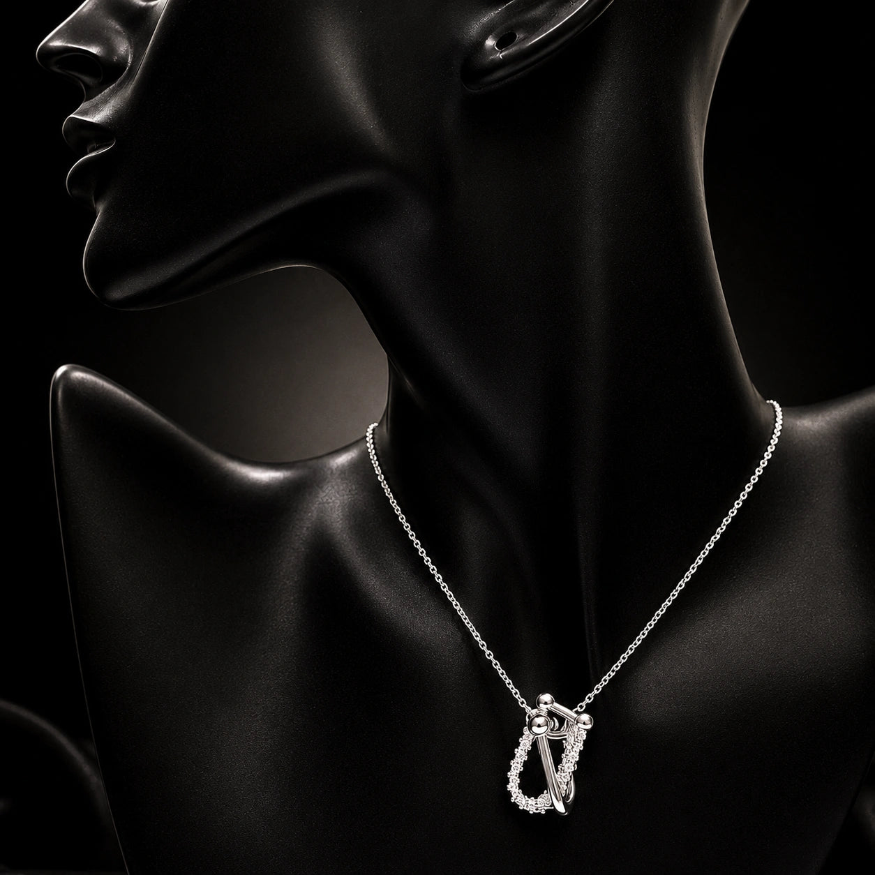 Silver Abstract Pendant Necklace