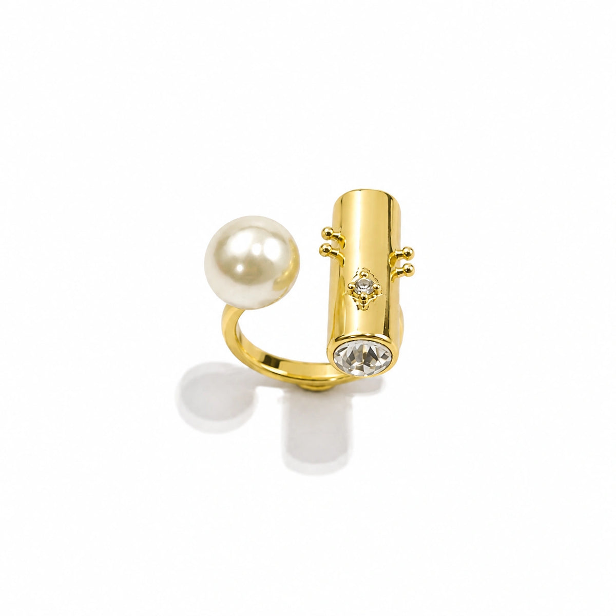 Pearl & Crystal Open Statement Ring