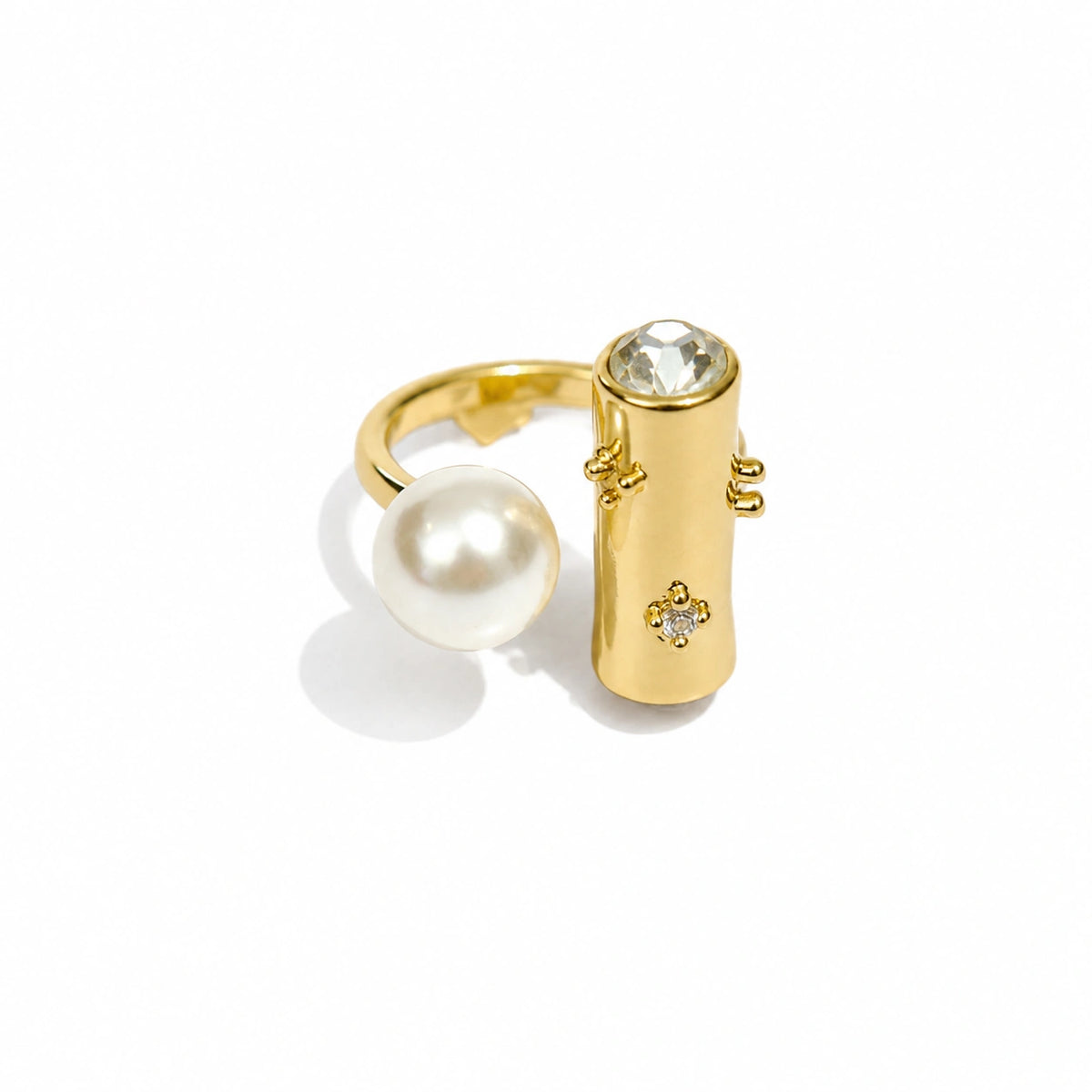 Pearl & Crystal Open Statement Ring