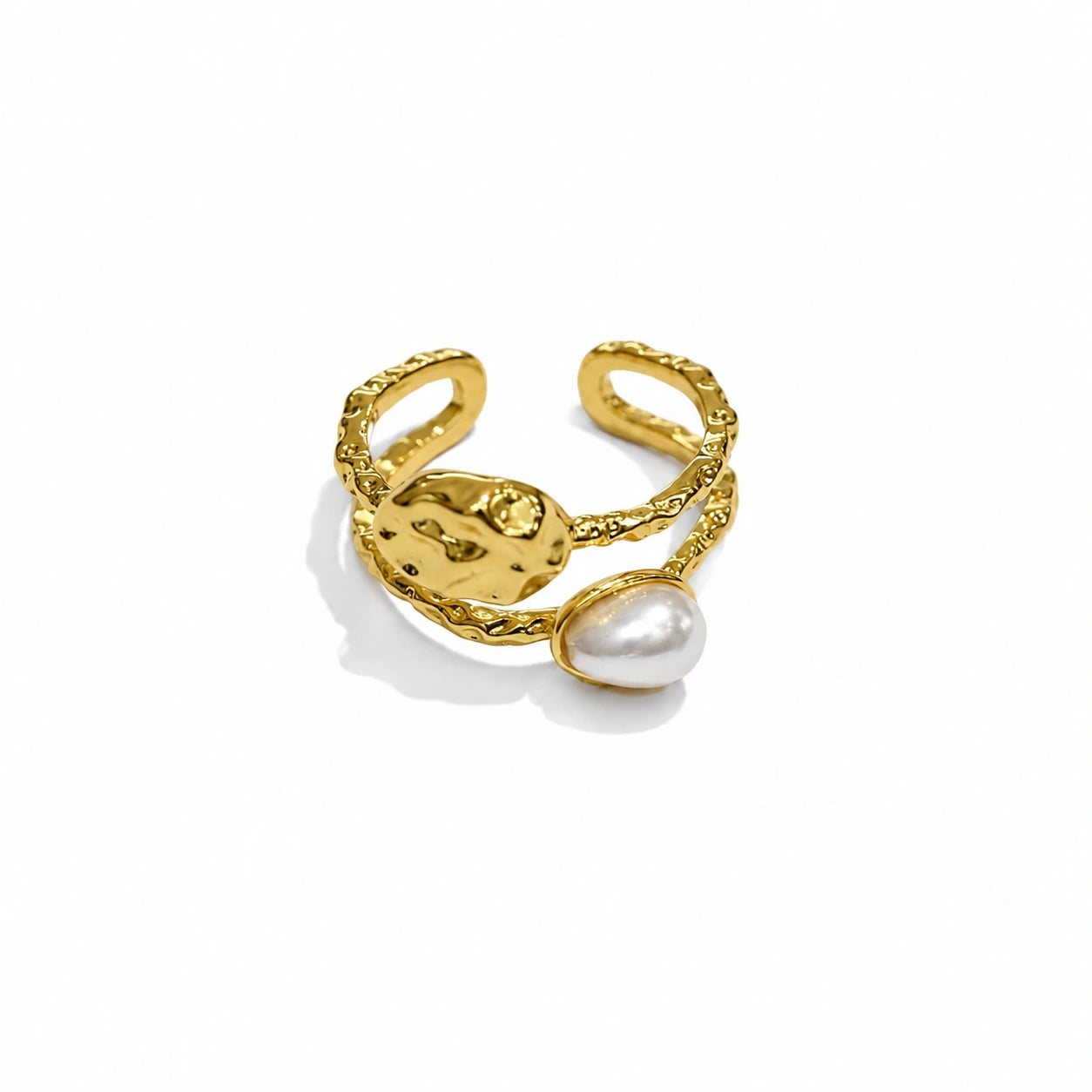 Sculptural Pearl-Detail Ring